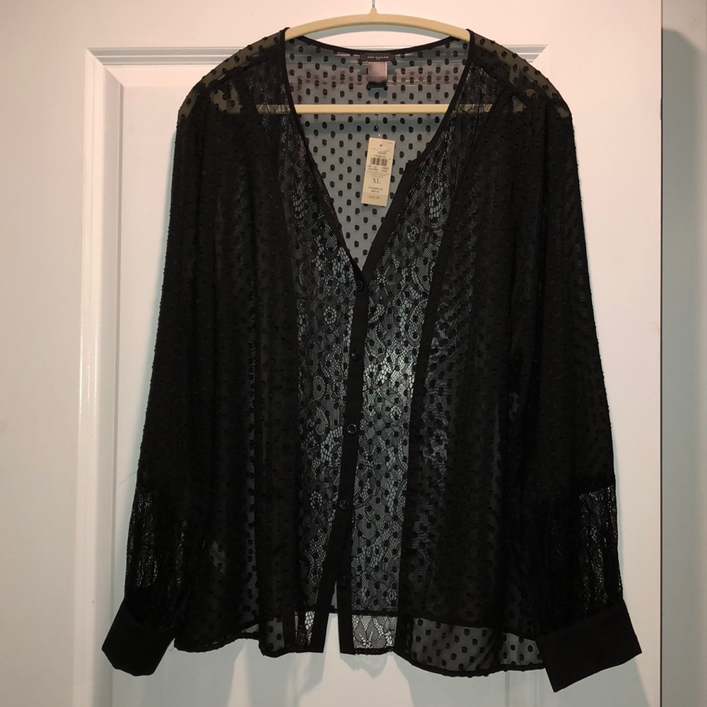 Ann Taylor black chiffon blouse